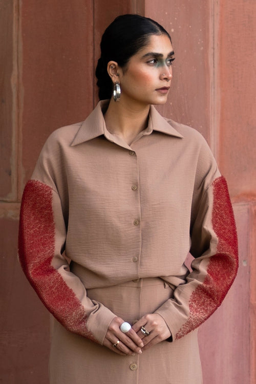 Brown Loop Sleeve Comfort Shirt