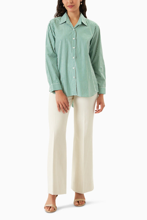 Green-White Stripe Knot & Go Shirt