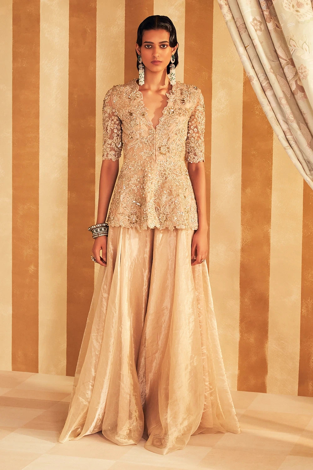 Mahroo Champagne Peplum Set