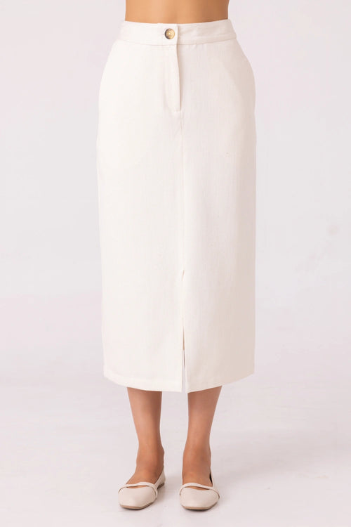 Roxanne Off White Handwoven Denim Skirt
