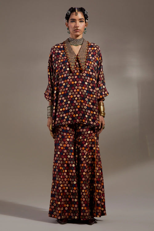 Jamuni Anka Mandala Shirt With Flared Pants