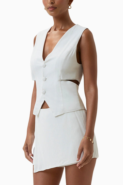 White Kyoto Cut Out Waistcoat