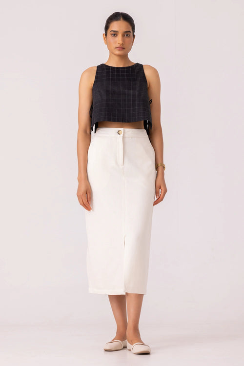 Roxanne Off White Handwoven Denim Skirt