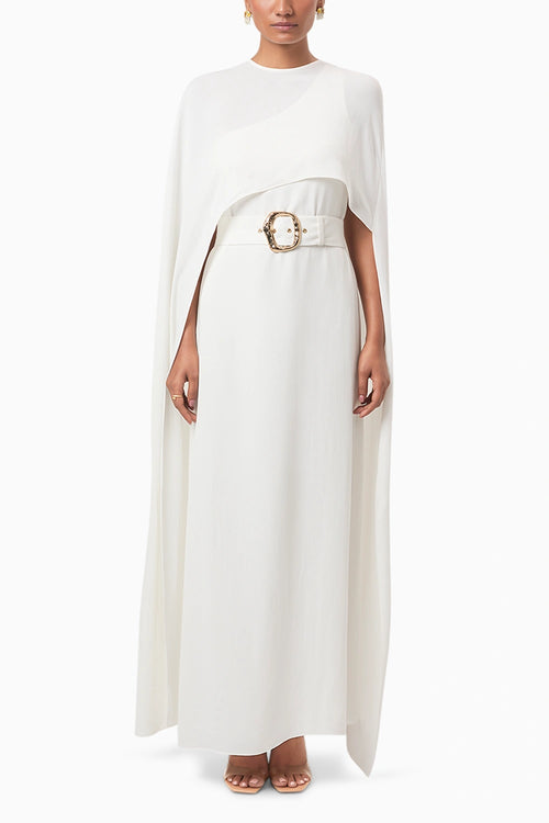 Ivory Alaia Draped Overlay Gown