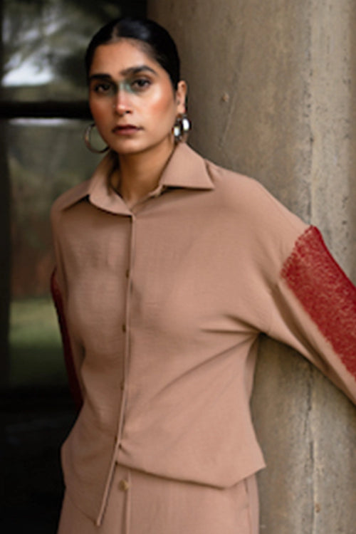 Brown Loop Sleeve Comfort Shirt