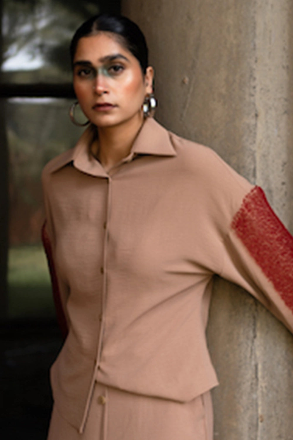 Brown Loop Sleeve Comfort Shirt