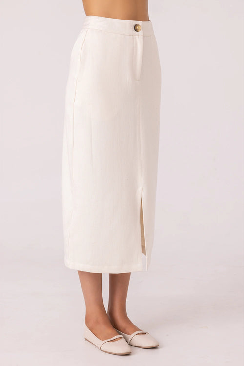 Roxanne Off White Handwoven Denim Skirt