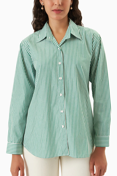 Green-White Stripe Knot & Go Shirt