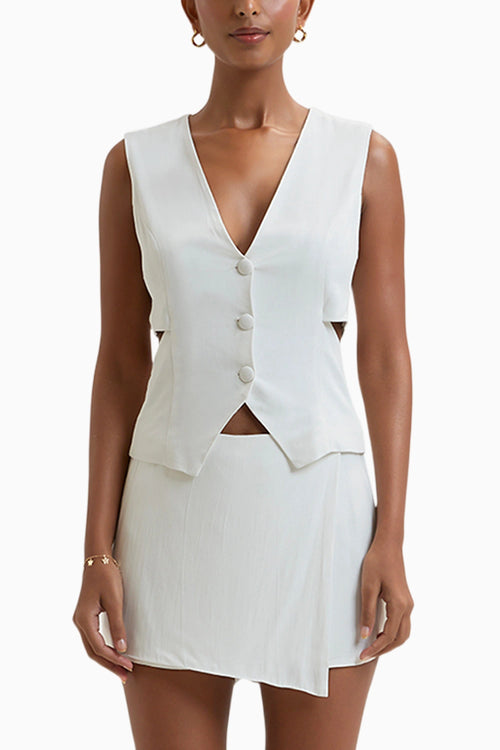 White Kyoto Cut Out Waistcoat