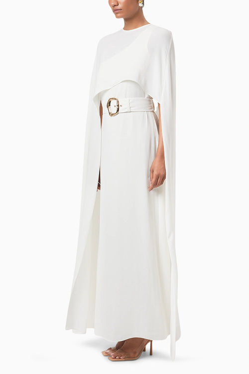 Ivory Alaia Draped Overlay Gown