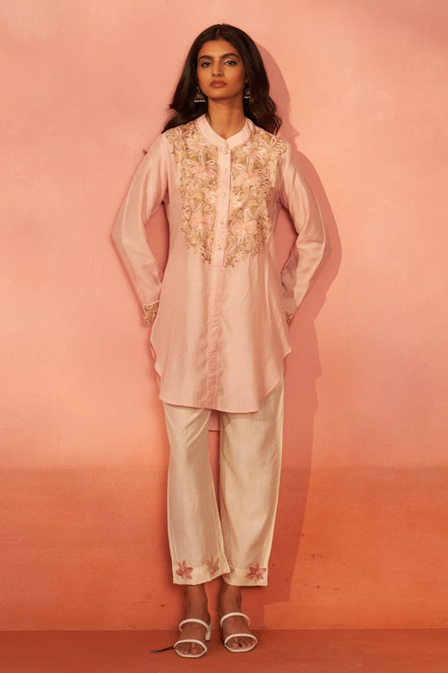 Jhelum Threads Pink and Ivory Co-ord Set