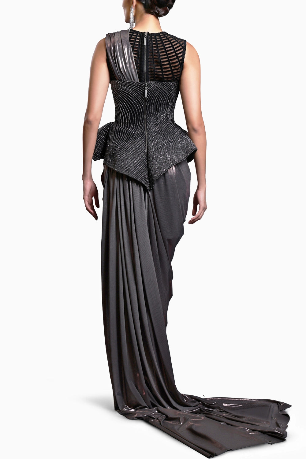 CF Gunmetal Corseted Saree