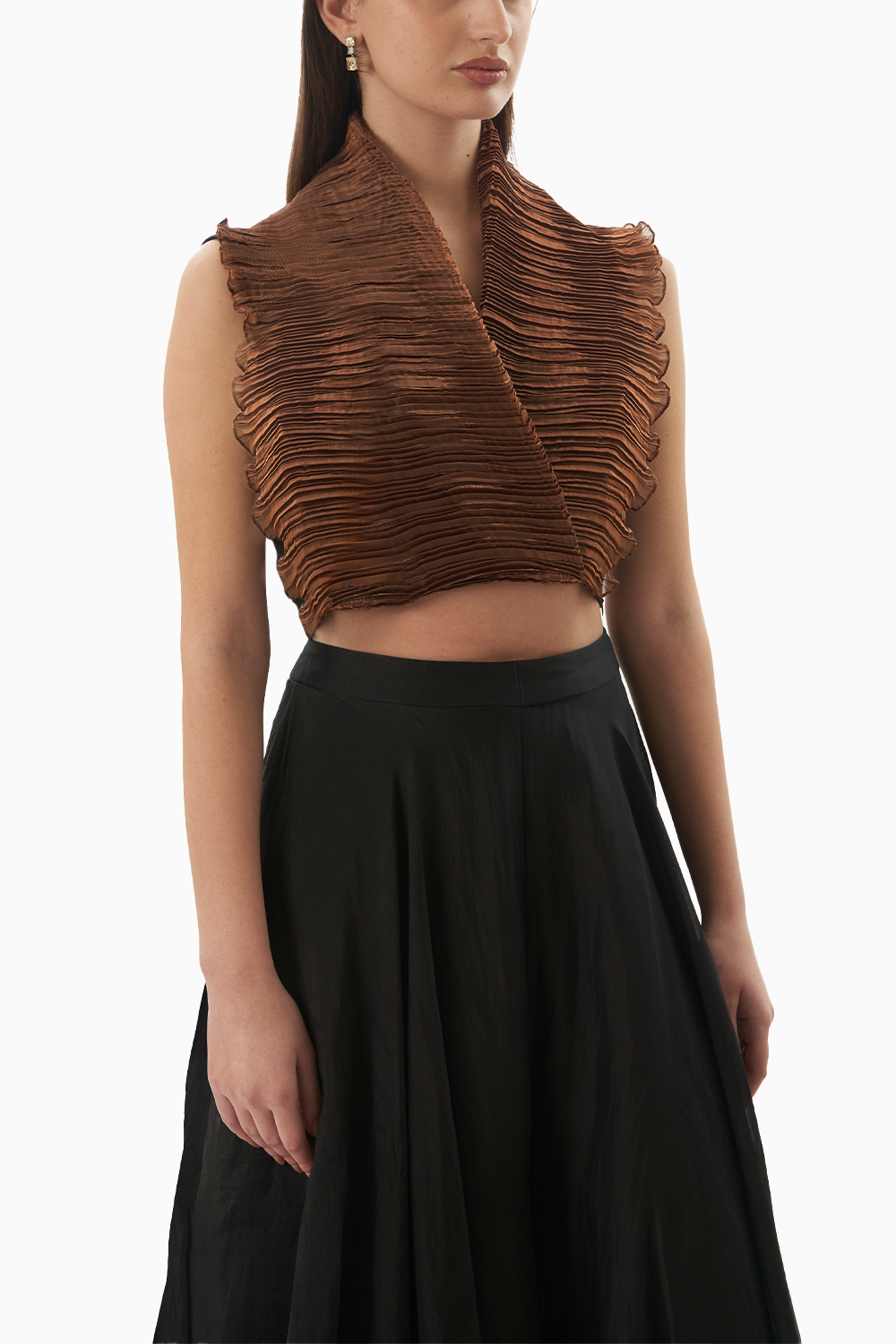 Black and Copper Classic Wrinkle Blouse