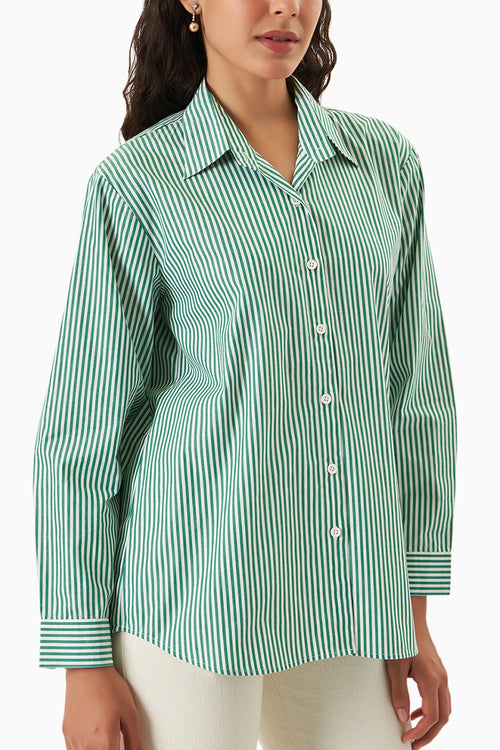 Green-White Stripe Knot & Go Shirt