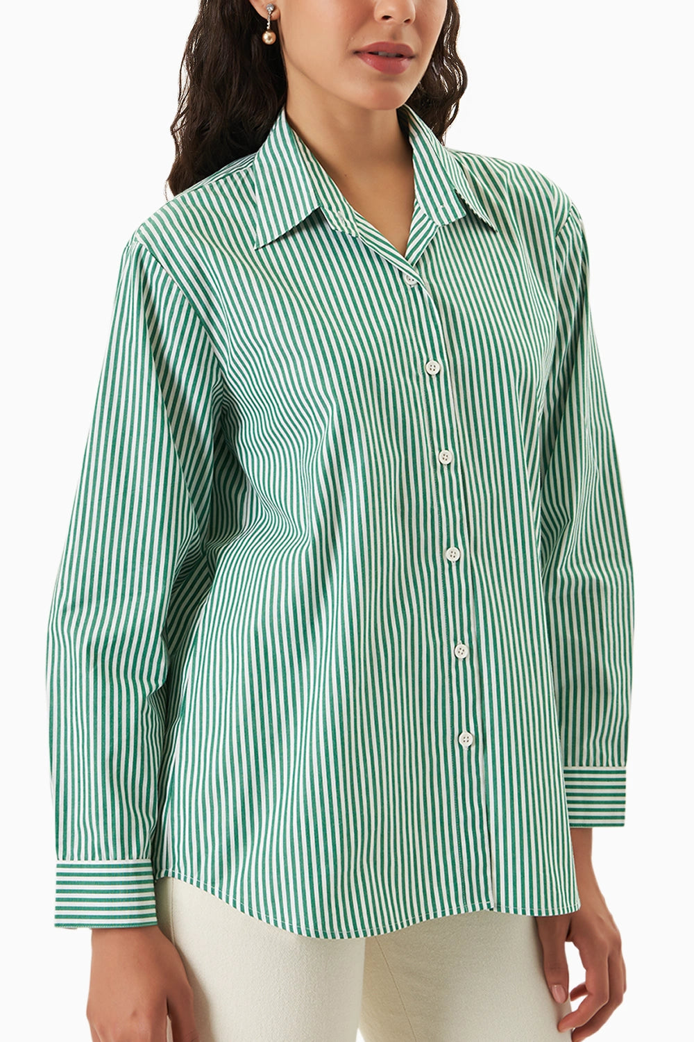 Green-White Stripe Knot & Go Shirt