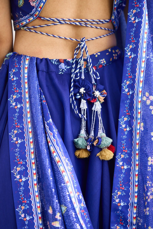Peacock Garden Printed Lehenga Set with Sequins Dupatta