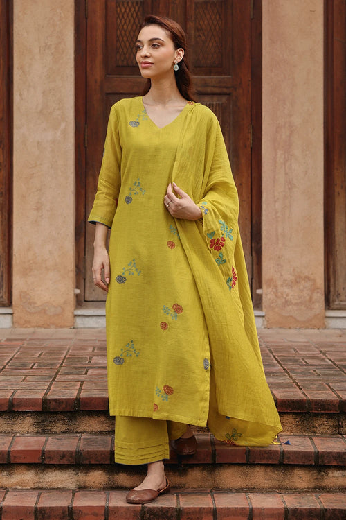 Citrine  Bloom Embroidered Kurta Set