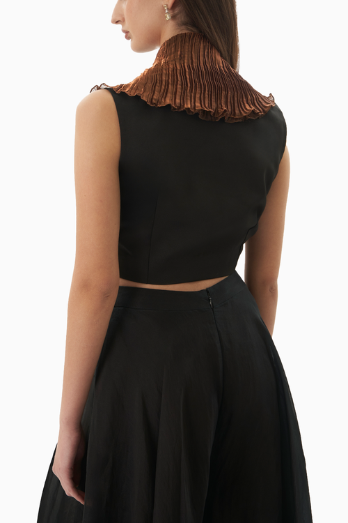 Black and Copper Classic Wrinkle Blouse
