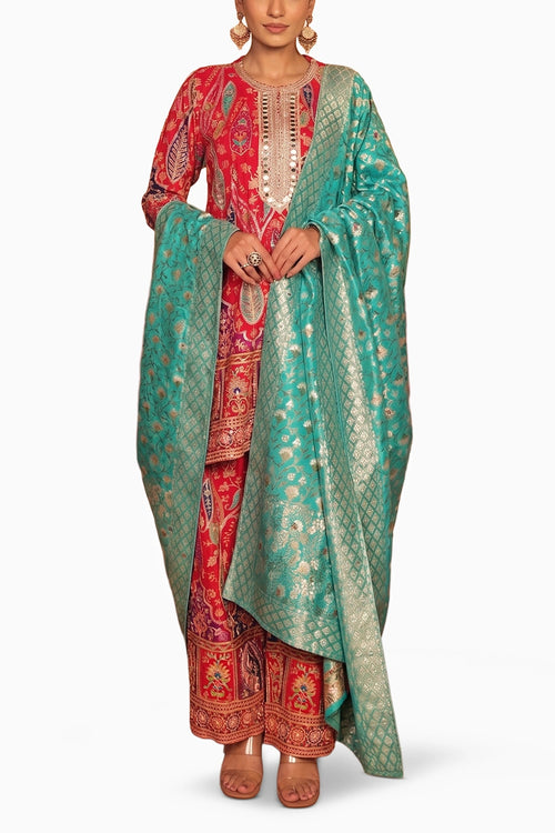 Red Elizey Paisley Coordinated Kurta Set