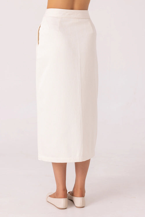 Roxanne Off White Handwoven Denim Skirt