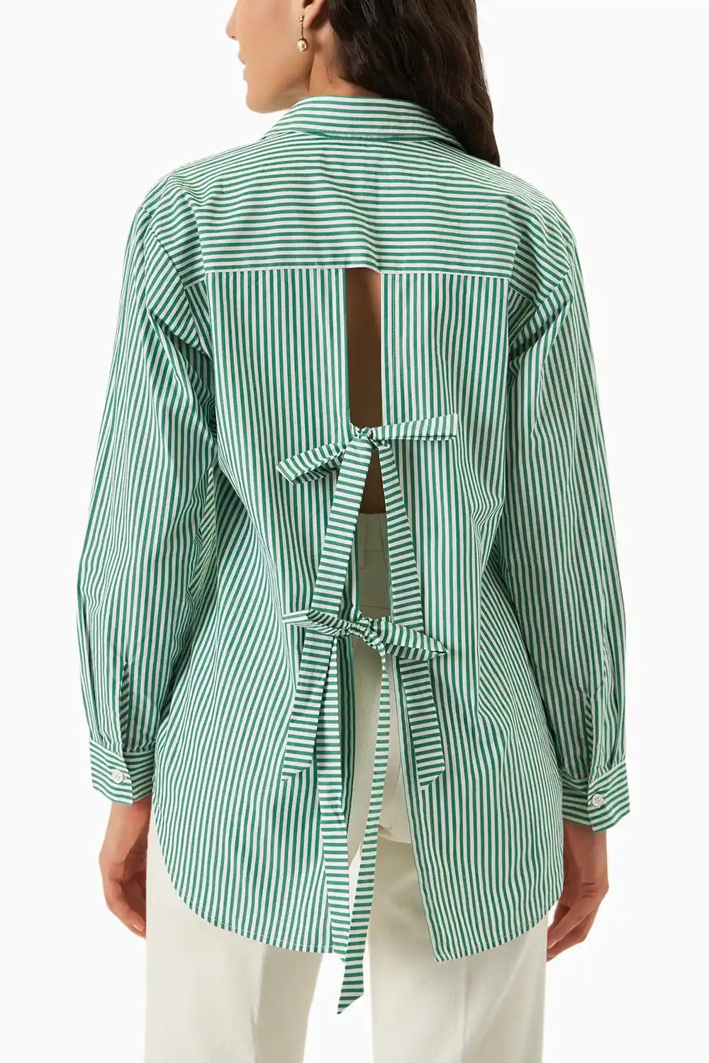 Green-White Stripe Knot & Go Shirt