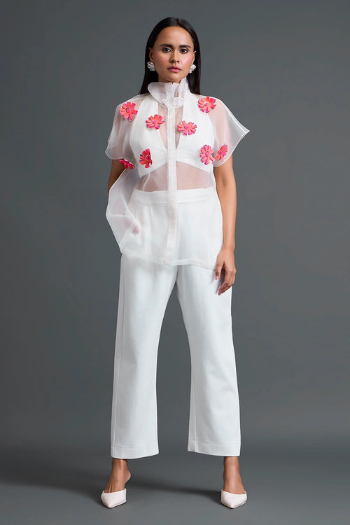 White Layered Halter Three-Piece Co-ord Set