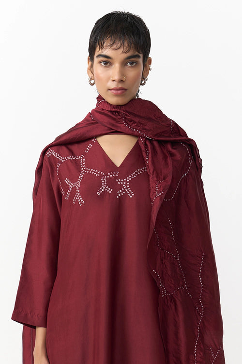 Badra Burgundy Kurta