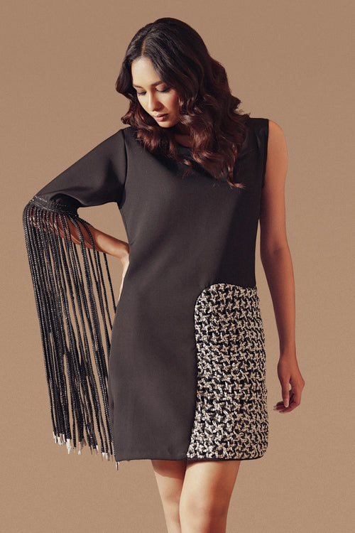 Paris Dress With Fringe Sleeves