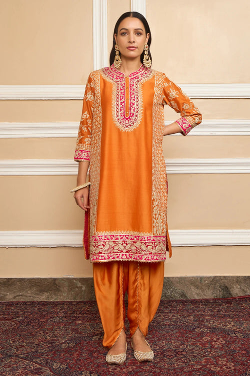 Mehnoor Orange Straight Kurta with Dhoti
