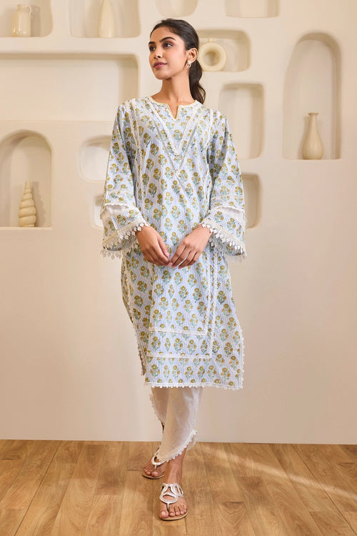 Blue Charm Cotton Kurta Set
