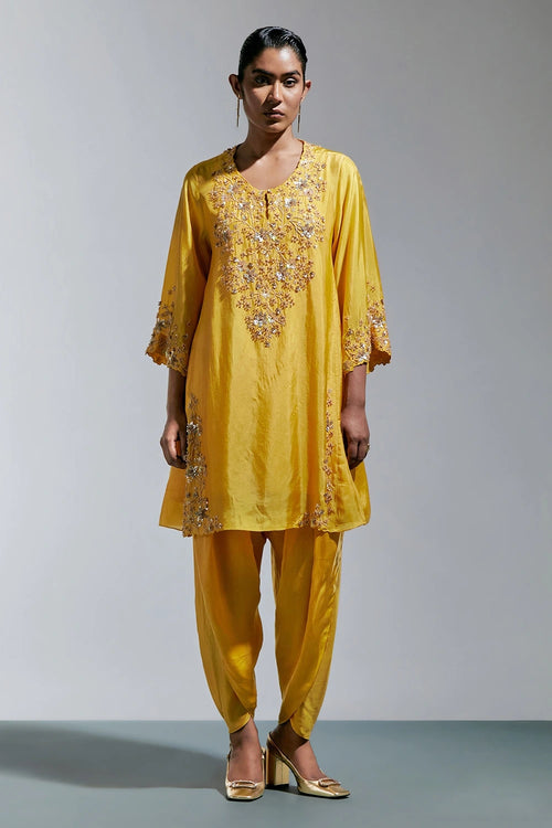 Amber Floral Embroidered Silk Salwar Set