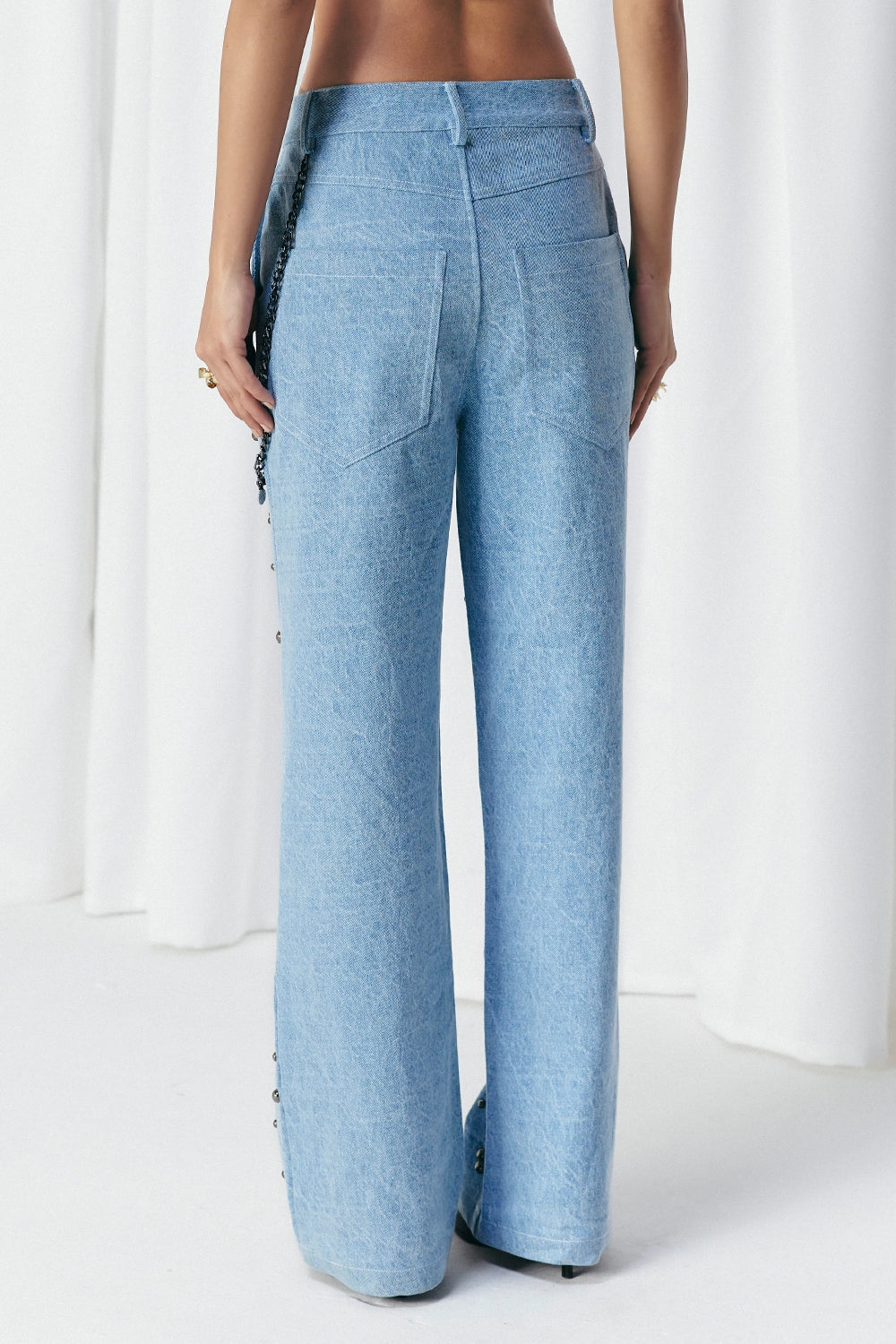 Blue Washed Denim Studded Jeans