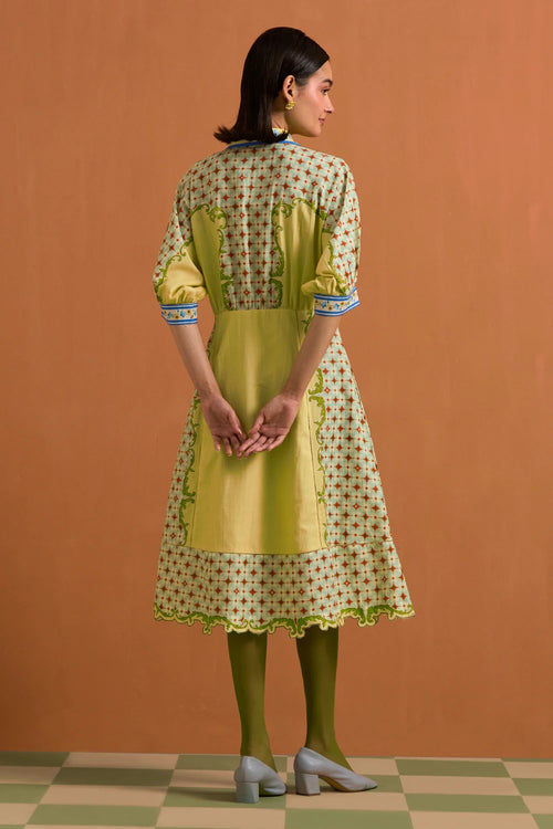 Fun Yellow Verdant Kimono Dress
