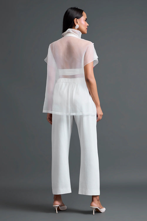 White Layered Halter Three-Piece Co-ord Set