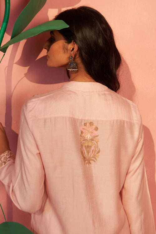 Jhelum Threads Pink and Ivory Co-ord Set