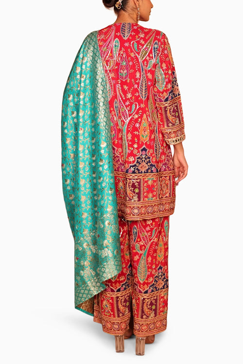 Red Elizey Paisley Coordinated Kurta Set