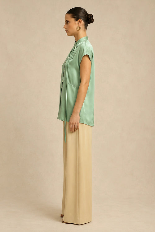 Ash Green Crew Neck Blouse