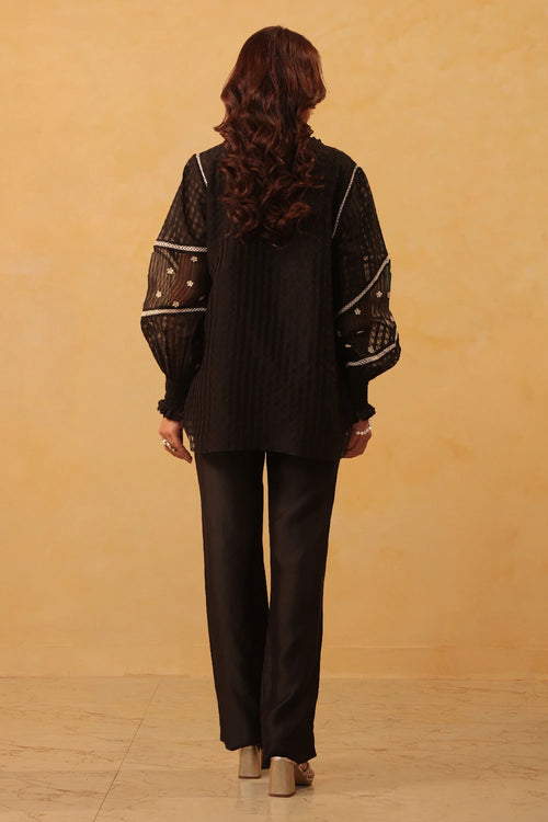 Vaayu Black V Neck Co-ord Set