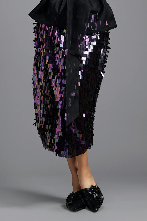 Rainbow Sequin Midi Skirt