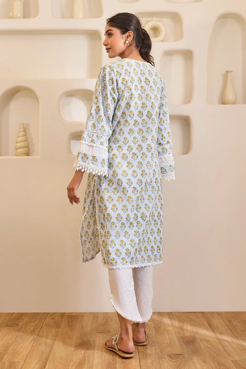 Blue Charm Cotton Kurta Set