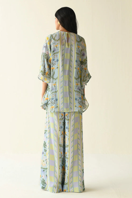 Ice Blue Yellow Printed Co-ord Set