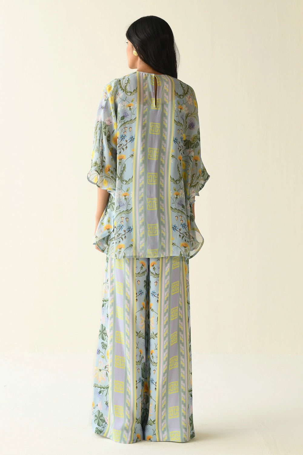 Ice Blue Yellow Printed Co-ord Set