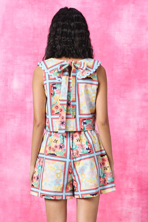 Posette Cropped Top And Shorts Set