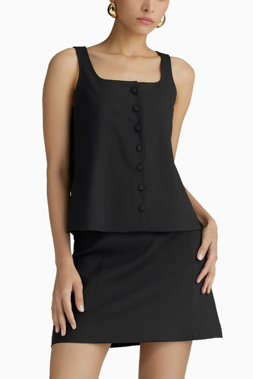 Black Suiting Sleeveless Top