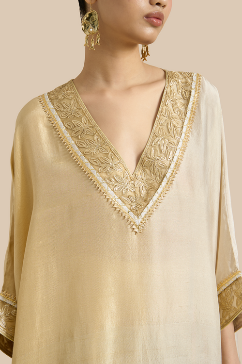 Ivory Ombre Zari Gota Kaftan