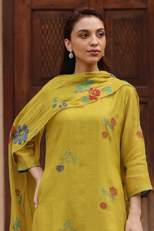 Citrine  Bloom Embroidered Kurta Set