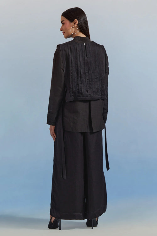 Black Bouquet Bib and Trouser Set