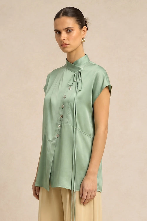 Ash Green Crew Neck Blouse