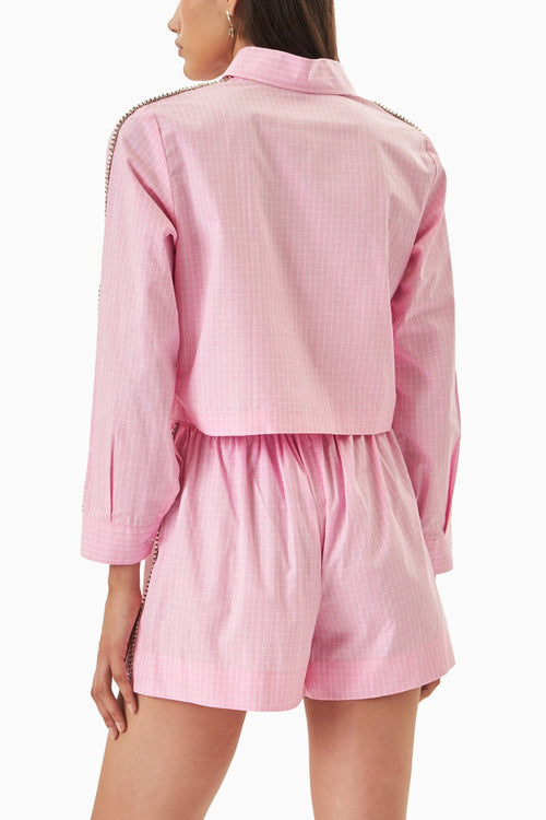 Pink Cotton Checks Crop Co-ord Set