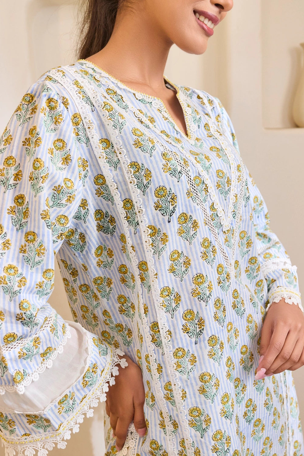 Blue Charm Cotton Kurta Set